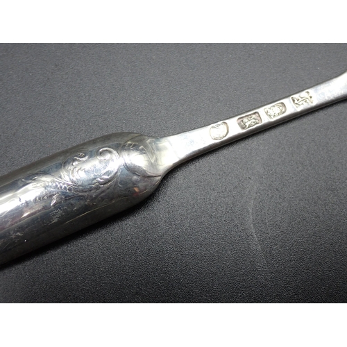 1 - A George III silver Marrow Scoop with leafage scroll back, London 1761, maker: T. Davis