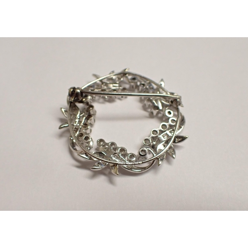 113 - A Diamond Wreath Brooch claw and pavé-set throughout brilliant and eight-cut stones, unmarked, untes... 