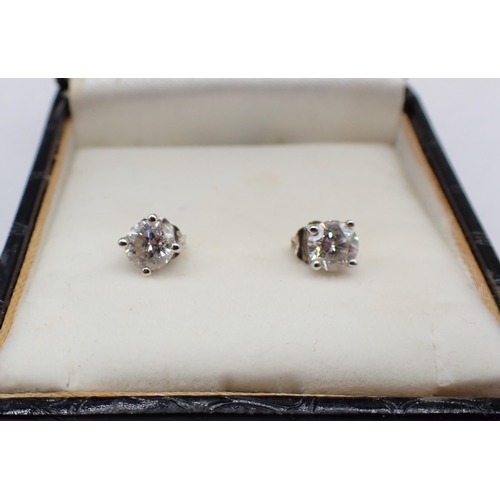 117 - A pair of Diamond Ear Studs each claw-set brilliant-cut stone, estimated total diamond weight 1.0ct,... 