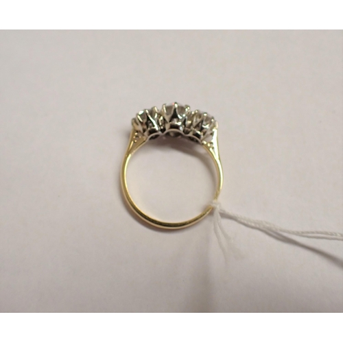 152 - A Diamond three stone Ring claw-set graduated old-cut stones, estimated total diamond weight 2cts, s... 