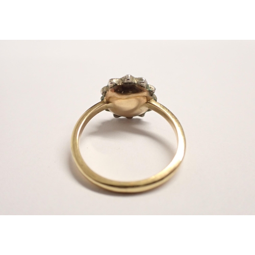 188 - A Georgian Diamond Cluster Ring close-set old-cut stone, estimated 0.85cts, within frame of smaller ... 