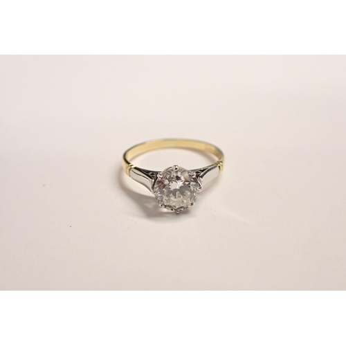 189 - A Diamond single stone Ring claw-set brilliant-cut stone, estimated 1.25ct, stamped 18ct & PT, ring ... 