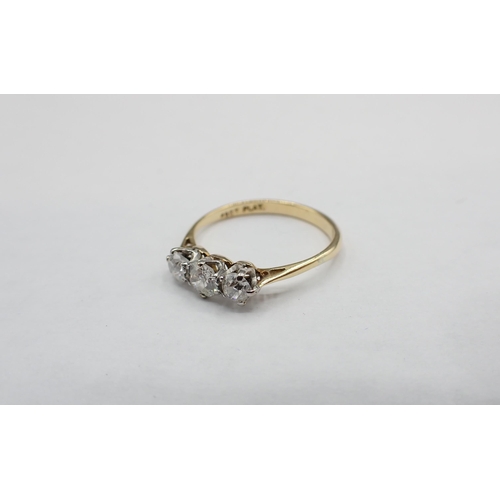 220 - A Diamond three stone Ring claw-set graduated old-cut stones, estimated total diamond weight 0.55cts... 