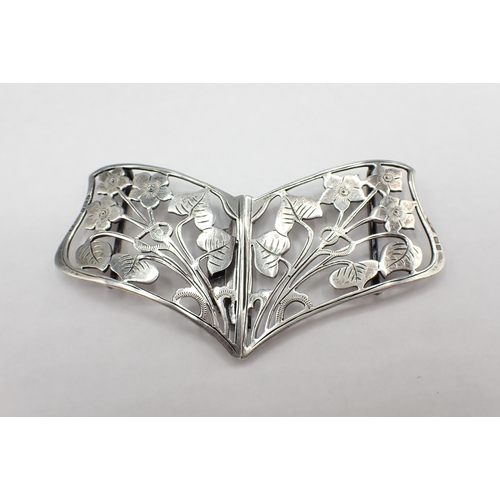 246 - An Art Nouveau style silver Nurses Buckle with dragonflies among flowers, London 1991 and an Art Nou... 