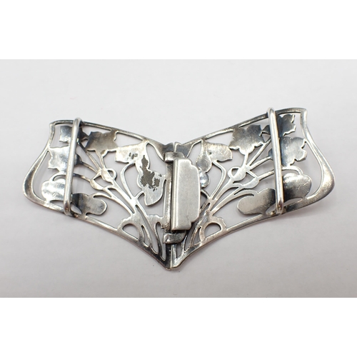 246 - An Art Nouveau style silver Nurses Buckle with dragonflies among flowers, London 1991 and an Art Nou... 