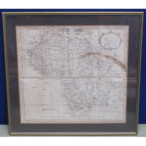 251 - JOHN LODGE (1735-1796). A New Map of Africa, engraved map. published London 1780, with tear/staining... 