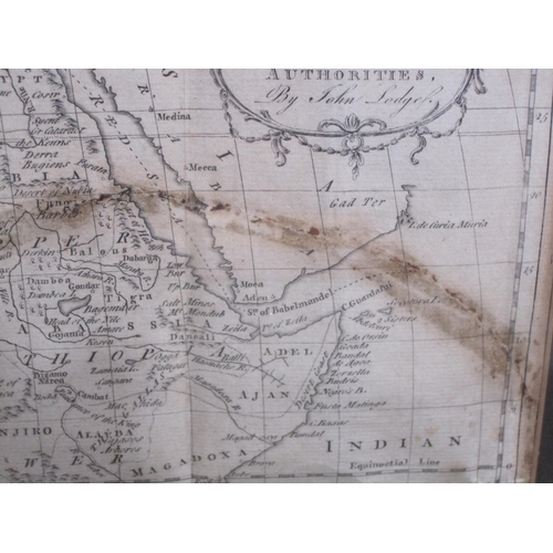 251 - JOHN LODGE (1735-1796). A New Map of Africa, engraved map. published London 1780, with tear/staining... 