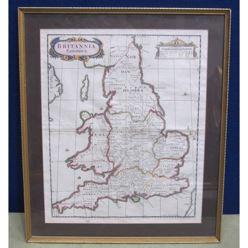 255 - JOHN STURT (1658-1730) (for Robert Morden). Britannia Saxonica, engraved Map, coloured,  pl.15 x 12i... 