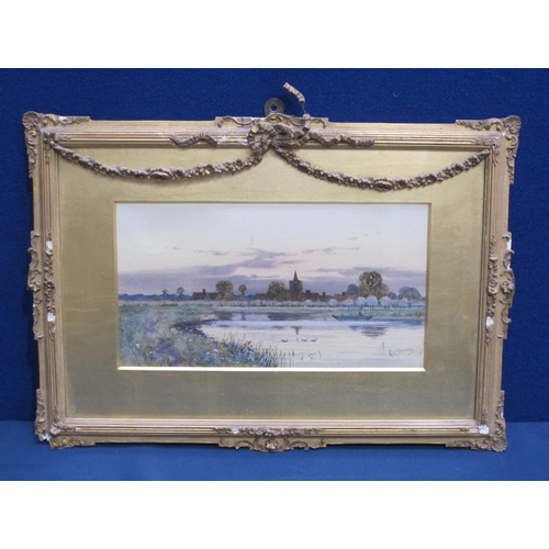 266 - ROBERT WINTER FRASER. (1822-1930); A Fenland river view, signed and dated '94, watercolour 7 x 13in