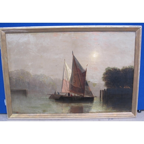 270 - W. CARTER (fl. circa 1870) Hay Barges on a River, signed, oil on canvas, 26 x 40in