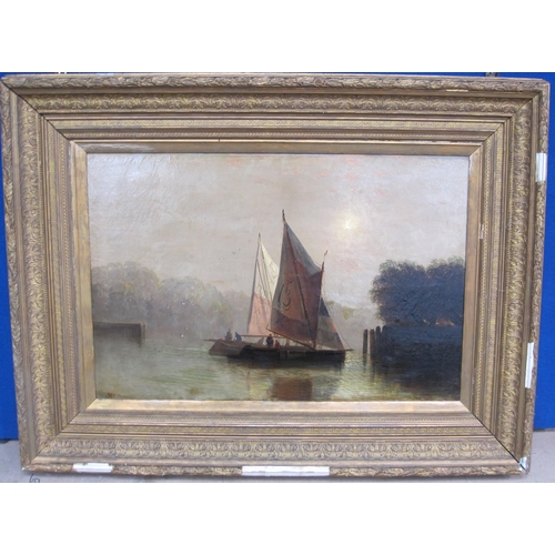 270 - W. CARTER (fl. circa 1870) Hay Barges on a River, signed, oil on canvas, 26 x 40in