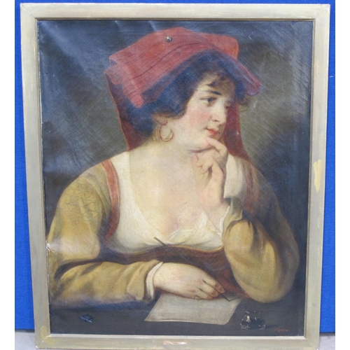 273 - C. CANONE (fl. mid 19th century) Pensive Thoughts, signed, oil on canvas, 30 x 25in