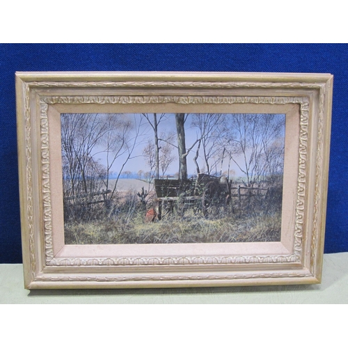 280 - CLIVE MADGWICK (1934-2005). 'The Farm Wagon', signed, oil on canvas board, 8 x 12½in. Provenance: Ph... 