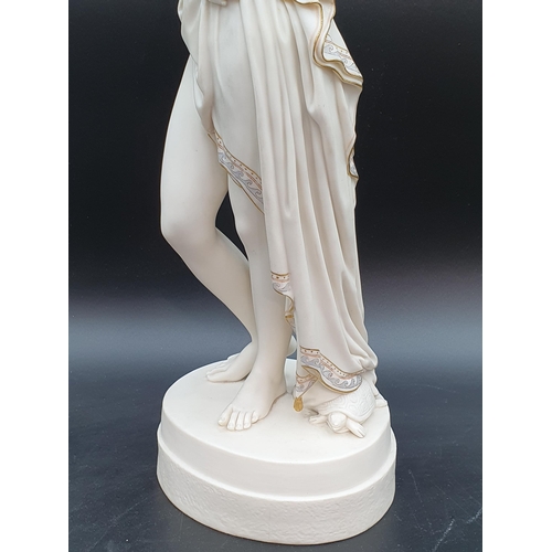 291 - A Copeland Standing Figure of Venus, with gilt highlight decoration, on oval base stamped (