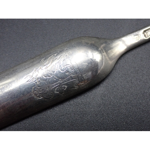 3 - A George II silver Marrow Scoop engraved crest of wolf and tree, London, 1741