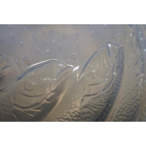 302 - A Lalique Bowl, poisson design, fish with bubble base, marked R. LALIQUE, France, 9½in D