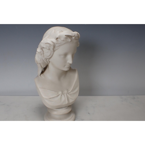 310 - A Copeland Parian Bust of Miranda, sculpted by W.C. Marshall, R.A., for Crystal Palace Art Union, an... 