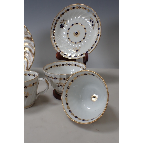 334 - A Worcester Flight Tea Bowl, Tea Cup, Coffee Cup and Saucer, a Caughley Cup and Saucer, a Flight cir... 