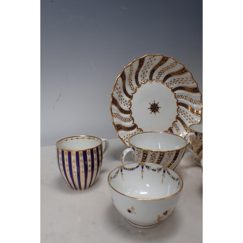 334 - A Worcester Flight Tea Bowl, Tea Cup, Coffee Cup and Saucer, a Caughley Cup and Saucer, a Flight cir... 