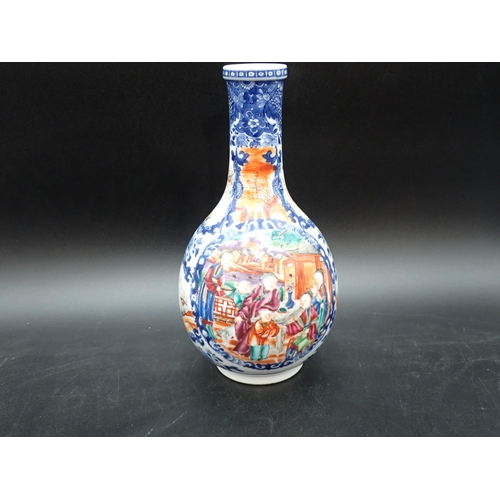 357 - A Chinese bottle shape Vase, painted numerous polychrome Figures within circular reserves, 9½in