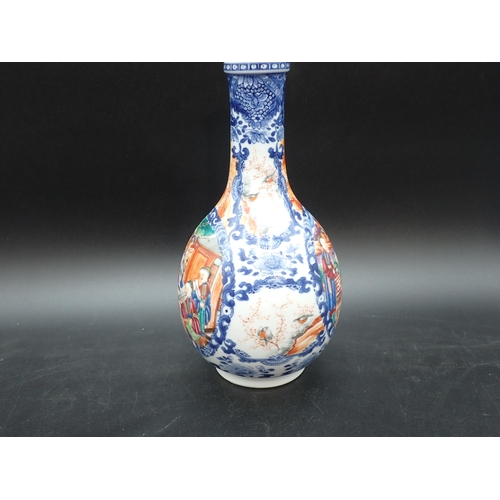 357 - A Chinese bottle shape Vase, painted numerous polychrome Figures within circular reserves, 9½in