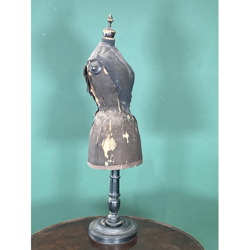 393 - A Victorian child's Dressmaker's Mannikin with black fabric on turned ebonised stand A/F 2ft 2in H