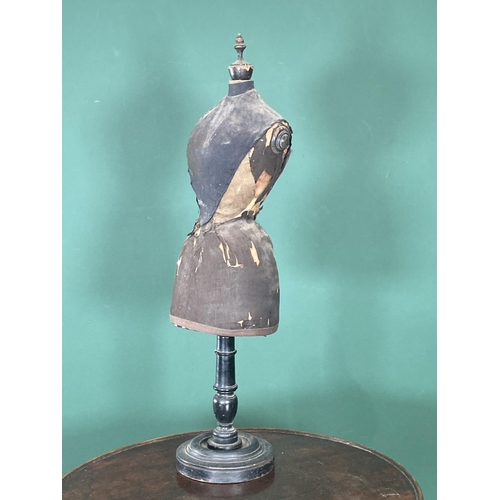 393 - A Victorian child's Dressmaker's Mannikin with black fabric on turned ebonised stand A/F 2ft 2in H