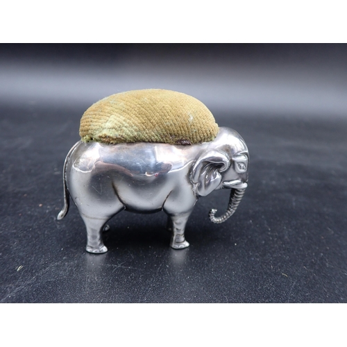 40 - An Edward VII large silver Elephant Pin Cushion, Birmingham 1906, maker: A & L Ld, 2½in