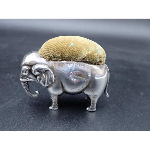 40 - An Edward VII large silver Elephant Pin Cushion, Birmingham 1906, maker: A & L Ld, 2½in