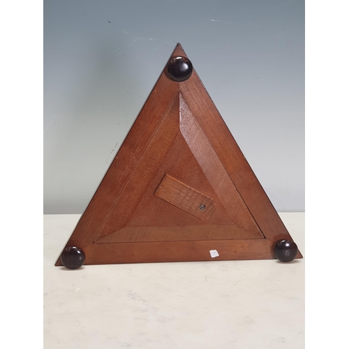 401 - A 19th Century rosewood triangular inlaid Cribbage Board, the central section and marker holes inlai... 