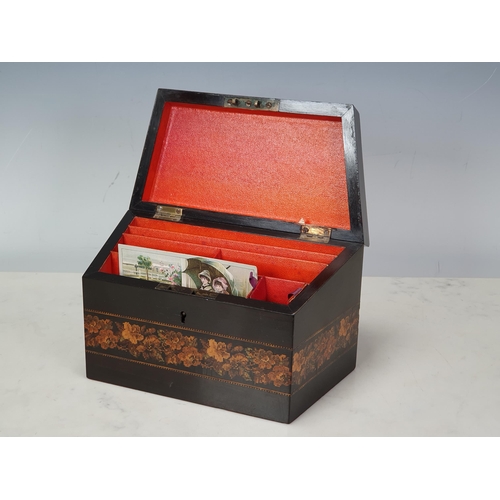 427 - A 19th Century Tunbridge ware Correspondence Box of rhomboid shape, having cube decorated hinged slo... 