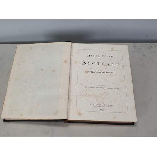 446 - A Tartan-ware Book 'Souvenir of Scotland, Its Cities, Lakes and Mountains', T. Nelson & Sons, 1892, ... 