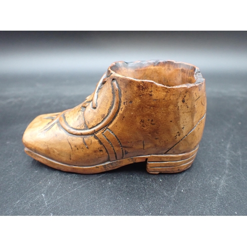 472 - A carved treen Boot Match Holder, 4½in