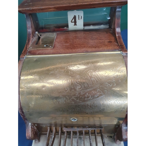 485 - A Victorian mahogany Gledhill Cash Register with marble surface above drawer 1ft 5in H x 11in W