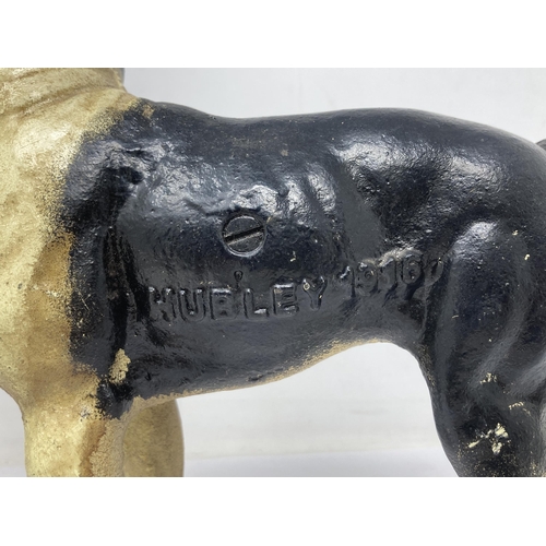 487 - A cast iron Door Stop in the form of a French Bulldog marked Hubley 1916, 9 1/2in H x 8in L