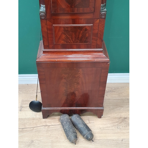 517 - An early 19th Century Longcase Clock with floral painted arched dial, subsidiary seconds dial and da... 