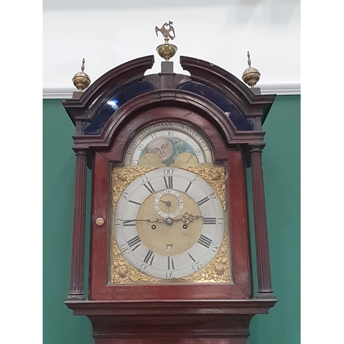 518 - A Georgian eight-day Longcase Clock by John Hardman, Wavertree with brass arched moon phase dial and... 