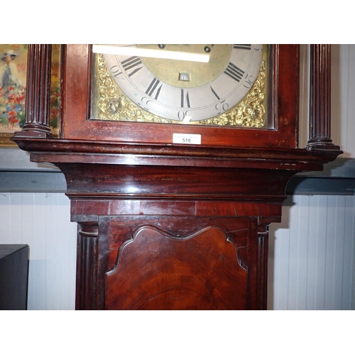 518 - A Georgian eight-day Longcase Clock by John Hardman, Wavertree with brass arched moon phase dial and... 