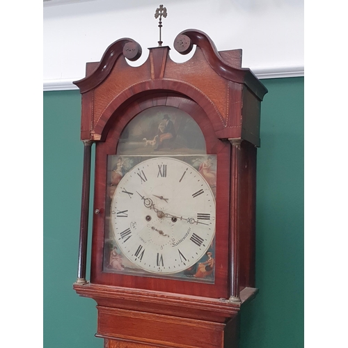 519 - A 19th Century Longcase Clock with painted arched dial, two subsidiary dials, Kidderminster maker, 8... 