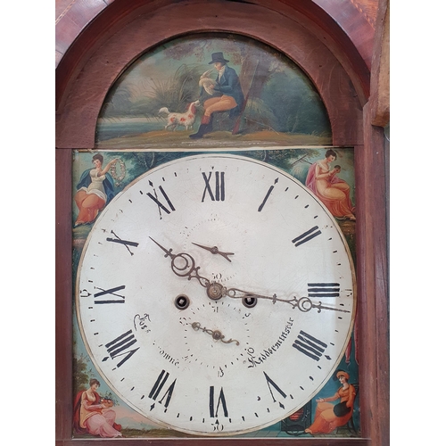 519 - A 19th Century Longcase Clock with painted arched dial, two subsidiary dials, Kidderminster maker, 8... 