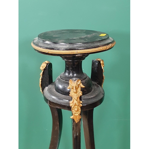 544 - An Empire style ebonised Jardinière Stand with gilt metal mounts 3ft 2in H, and a rosewood Pole Scre... 