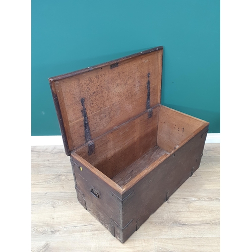 546 - An iron bound oak Box with hinged cover and carrying handles, 3ft 1in W