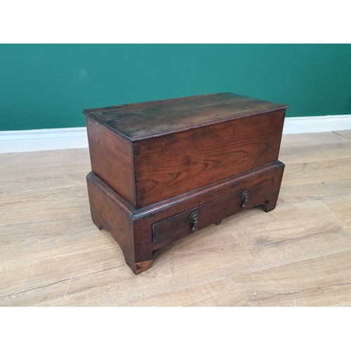 547 - An antique and later oak Coffer Bach with hinged top and fitted frieze drawer on bracket supports, 1... 