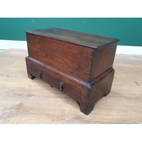 547 - An antique and later oak Coffer Bach with hinged top and fitted frieze drawer on bracket supports, 1... 