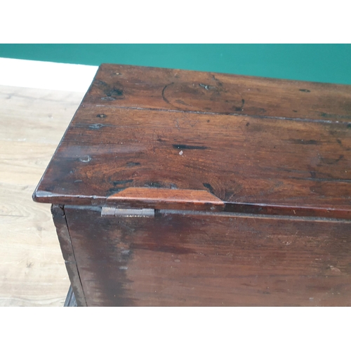 547 - An antique and later oak Coffer Bach with hinged top and fitted frieze drawer on bracket supports, 1... 