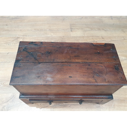 547 - An antique and later oak Coffer Bach with hinged top and fitted frieze drawer on bracket supports, 1... 