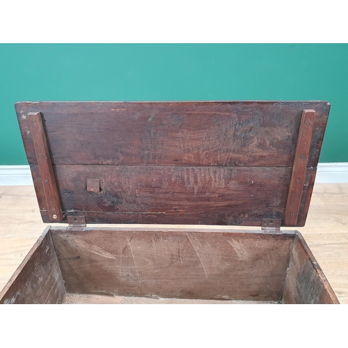 547 - An antique and later oak Coffer Bach with hinged top and fitted frieze drawer on bracket supports, 1... 