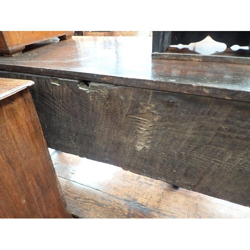 573 - An 18th Century oak Dresser Base fitted three moulded drawers, raised on baluster turned and squared... 