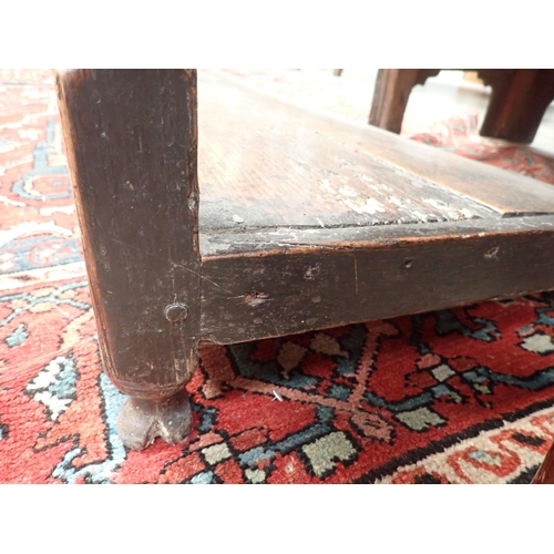 573 - An 18th Century oak Dresser Base fitted three moulded drawers, raised on baluster turned and squared... 