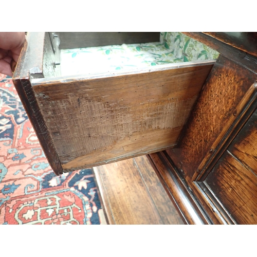 573 - An 18th Century oak Dresser Base fitted three moulded drawers, raised on baluster turned and squared... 